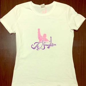 White tee With pink and purple Thestruggle emblem
